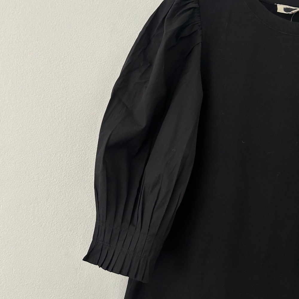 Madewell Women's Black Puff Sleeve Crewneck Knit Top Size S Small New - Picture 4 of 9